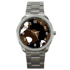 Black Brown And White Abstract 3 Sport Metal Watch