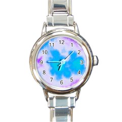 Blue And Purple Clouds Round Italian Charm Watch