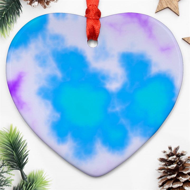 Blue And Purple Clouds Ornament (Heart) 