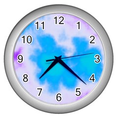 Blue And Purple Clouds Wall Clocks (silver) 