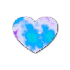 Blue And Purple Clouds Rubber Coaster (heart) 