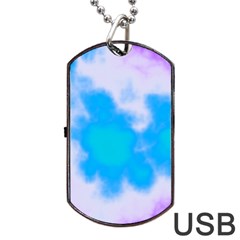 Blue And Purple Clouds Dog Tag Usb Flash (one Side)