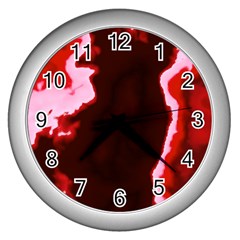 Crimson Sky Wall Clocks (silver)  by TRENDYcouture