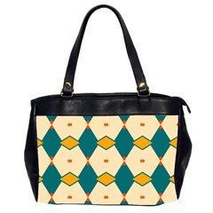 Blue Yellow Rhombus Pattern                                                                                 Oversize Office Handbag (2 Sides)