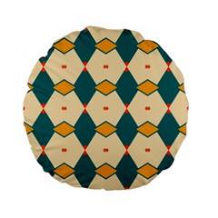 Blue Yellow Rhombus Pattern                                                                                 	standard 15  Premium Flano Round Cushion