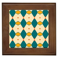 Blue Yellow Rhombus Pattern                                                                                 			framed Tile