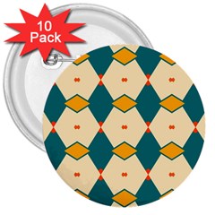 Blue Yellow Rhombus Pattern                                                                                 			3  Button (10 Pack)