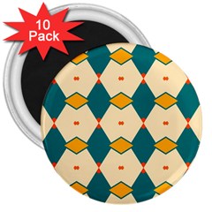 Blue Yellow Rhombus Pattern                                                                                 			3  Magnet (10 Pack)