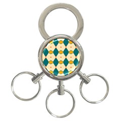 Blue Yellow Rhombus Pattern                                                                                 			3-ring Key Chain