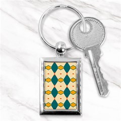 Blue Yellow Rhombus Pattern                                                                                 			key Chain (rectangle) by LalyLauraFLM