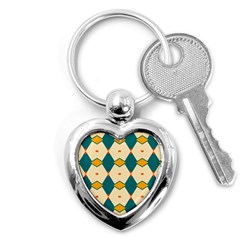 Blue Yellow Rhombus Pattern                                                                                 			key Chain (heart)