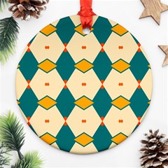 Blue Yellow Rhombus Pattern                                                                                 			ornament (round)