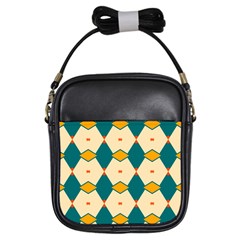 Blue Yellow Rhombus Pattern                                                                                 			girls Sling Bag