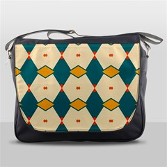 Blue Yellow Rhombus Pattern                                                                                 			messenger Bag