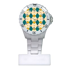 Blue Yellow Rhombus Pattern                                                                                 			nurses Watch