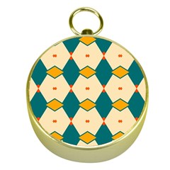 Blue Yellow Rhombus Pattern                                                                                 			gold Compass by LalyLauraFLM