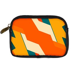 Shapes In Retro Colors                                                                                  	digital Camera Leather Case by LalyLauraFLM