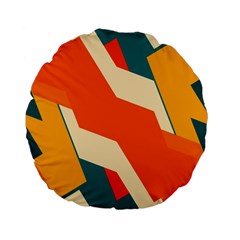 Shapes In Retro Colors                                                                                  	standard 15  Premium Flano Round Cushion