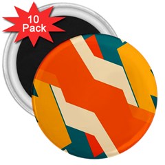 Shapes In Retro Colors                                                                                  			3  Magnet (10 Pack) by LalyLauraFLM