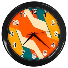 Shapes In Retro Colors                                                                                  			wall Clock (black) by LalyLauraFLM