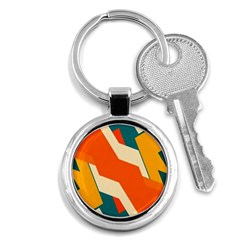 Shapes In Retro Colors                                                                                  			key Chain (round)