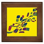 Yellow abstraction Framed Tiles Front