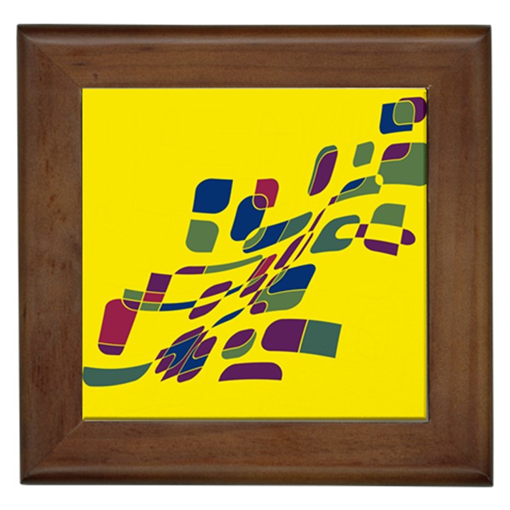 Yellow abstraction Framed Tiles