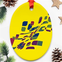 Yellow Abstraction Ornament (oval)  by Valentinaart