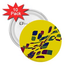 Yellow Abstraction 2 25  Buttons (10 Pack) 