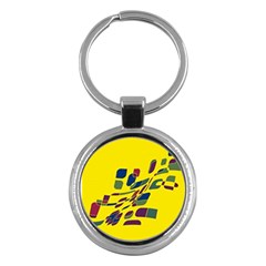 Yellow Abstraction Key Chains (round)  by Valentinaart