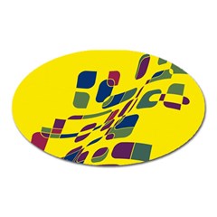 Yellow Abstraction Oval Magnet by Valentinaart