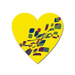 Yellow Abstraction Heart Magnet by Valentinaart