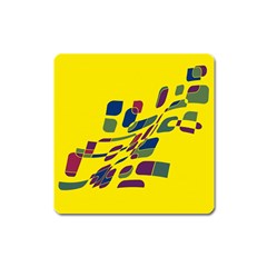 Yellow Abstraction Square Magnet