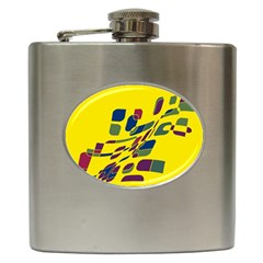 Yellow Abstraction Hip Flask (6 Oz) by Valentinaart