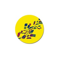 Yellow Abstraction Golf Ball Marker by Valentinaart