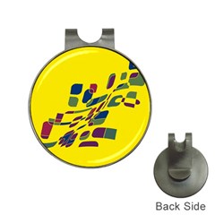 Yellow Abstraction Hat Clips With Golf Markers