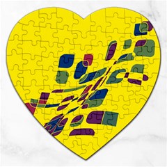 Yellow Abstraction Jigsaw Puzzle (heart)