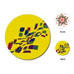 Yellow Abstraction Playing Cards (round)  by Valentinaart