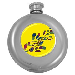 Yellow Abstraction Round Hip Flask (5 Oz) by Valentinaart