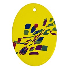 Yellow Abstraction Oval Ornament (two Sides)