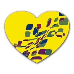 Yellow Abstraction Heart Mousepads