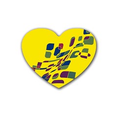 Yellow Abstraction Heart Coaster (4 Pack) 