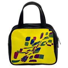 Yellow Abstraction Classic Handbags (2 Sides) by Valentinaart