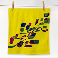 Yellow Abstraction Face Towel by Valentinaart