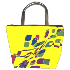 Yellow Abstraction Bucket Bags