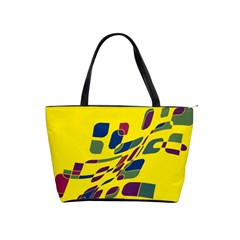 Yellow Abstraction Shoulder Handbags by Valentinaart