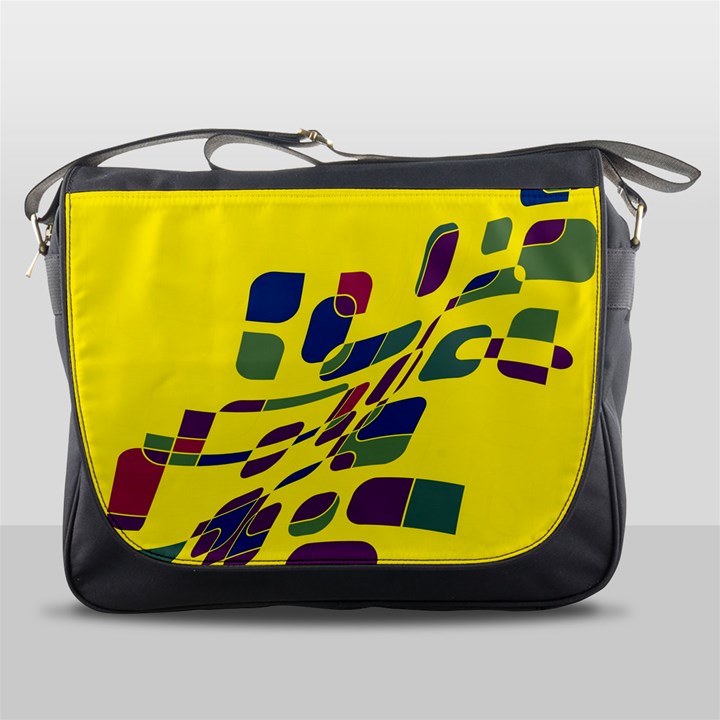 Yellow abstraction Messenger Bags