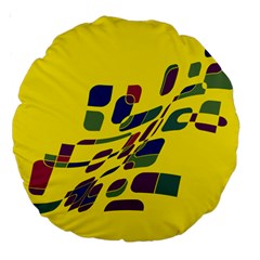 Yellow Abstraction Large 18  Premium Round Cushions