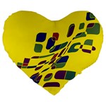 Yellow abstraction Large 19  Premium Heart Shape Cushions Front