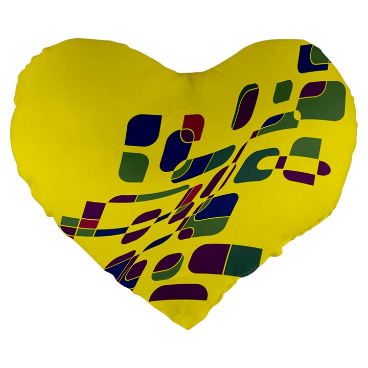 Yellow abstraction Large 19  Premium Heart Shape Cushions